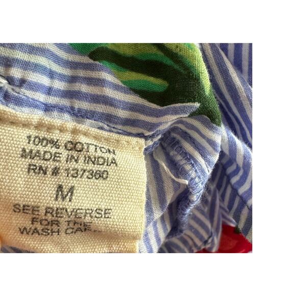 Violet Sky Blue Striped Cherry Print Half Button Top Size Medium - Picture 6 of 7